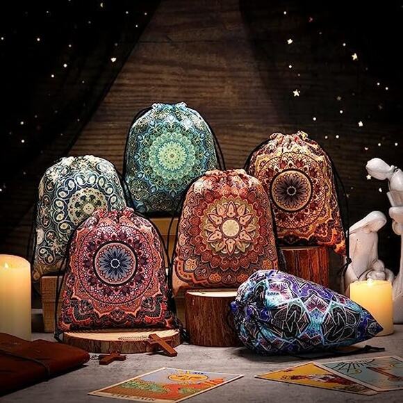 Set Of 6 Velvet Tarot Bags | Oracle Card Bag | Storage Bag | Crystal Bag | Dice - Picture 2 of 4
